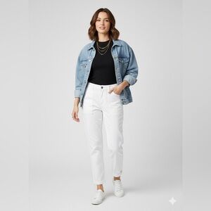 American Eagle White Utility Pants Summer Coastal
